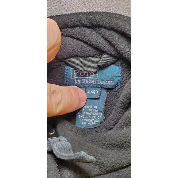 Vtg Polo Ralph Lauren Sweatshirt Kids Sz 4/4T Black Toddler Zip Jacket Red Pony - Picture 4 of 6